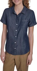Nautica Women's Button Front Short Sleeve Camp Shirt