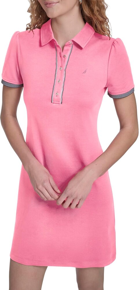 Nautica Women's Short Sleeve Polo Collared Knit Dress