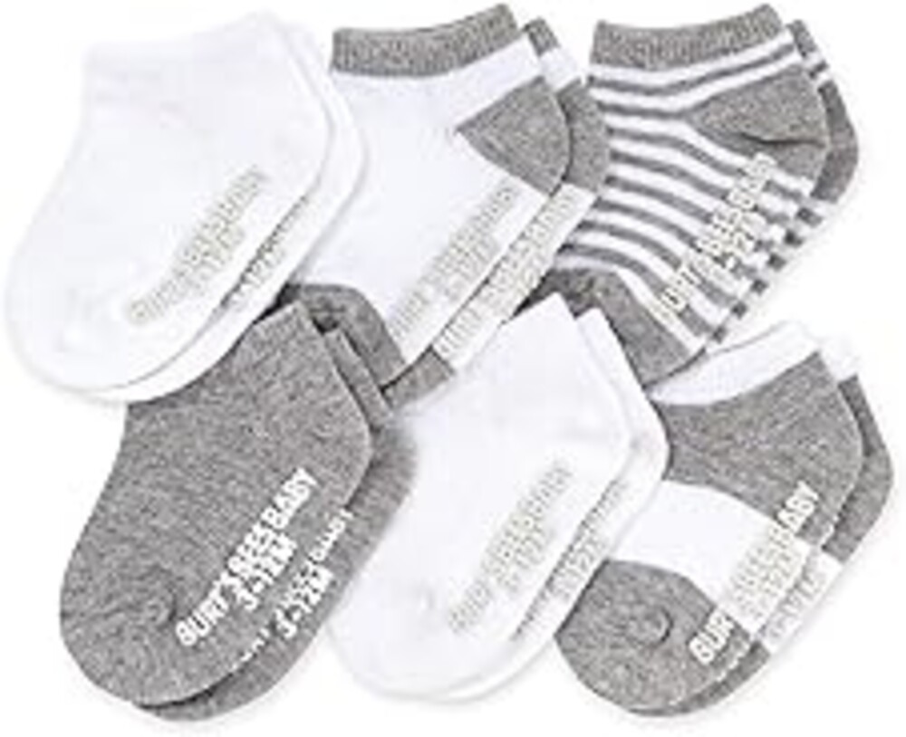 Burt's Bees Baby Baby Girls' Ankle Socks with Non-Slip Grips (6-Pack)