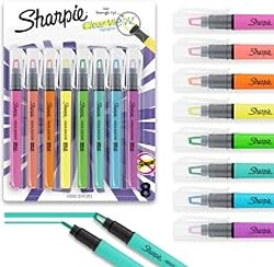 Sharpie Clear View Stick Highlighters, See-Through Chisel Tip, Assorted Fluorescent Colors, 8 Count - School, Home, and Office Use, Teacher Supplies
