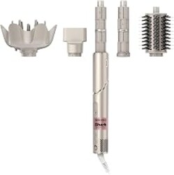 Shark FlexStyle | Air Multi-Styler & Drying System | Hair Dryer Brush for Blowouts with Coanda Auto- Wrap Curlers, Oval Brush, Curl-Defining Diffuser & Concentrator Attachment | Stone | HD435