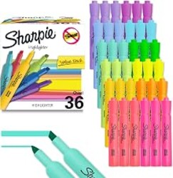 Sharpie Tank Highlighters, Chisel Tip, 12 Assorted Fashion Colors, Value Pack, 36 Count - For Studying, Note-Taking, School, College, Office, Student & Teacher Supplies