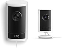 Ring Outdoor Cam Pro, Plug-In (Newest Model), White with Indoor Cam Plus (Newest Model), White