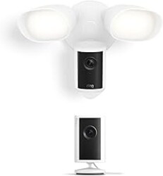 Ring Floodlight Cam Pro (Newest Model), White with Indoor Cam Plus (Newest Model), White