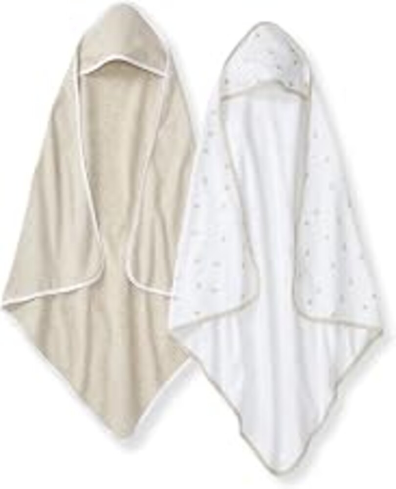 Burt's Bees Baby Infant Hooded Towels, Organic Cotton, Unisex Bath Essentials, Nursery Towel with Hood Set, 29 x 29 in, 2-Pack