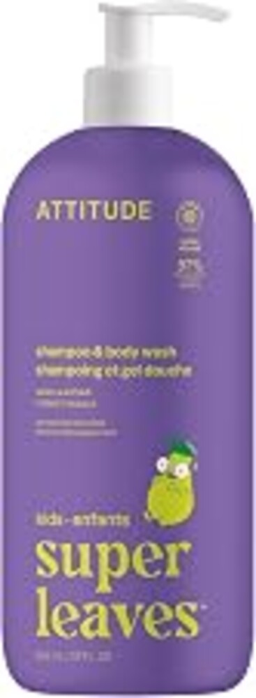 ATTITUDE Shampoo and Body Wash for Kids, EWG Verified Hair and Body Cleanser, Dermatologically Tested Soap, Plant and Mineral Based Bath Products, Vegan, Vanilla and Pear, 32 Fl Oz