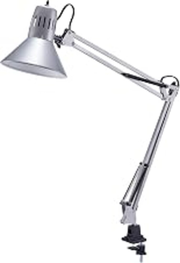 Bostitch Office VLF100-SLV Swing Arm Desk Lamp with Clamp Mount, 36" Reach with Multi-Joint Adjustment, Includes Replaceable LED Bulb (VLF), Silver