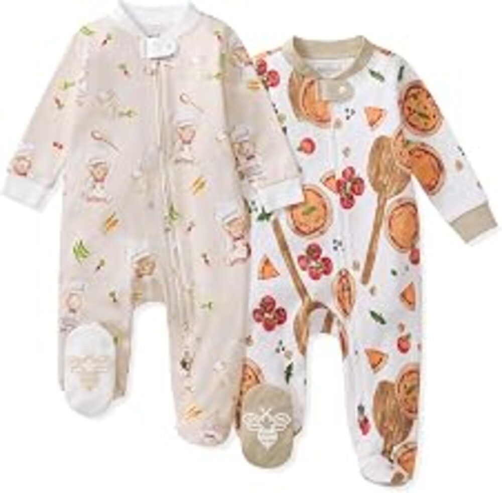 Burt's Bees Baby Boys Sleep and Play Pajamas, 100% Organic Cotton, One-piece PJs, Diagonal Zip Up Loose Fit Footie
