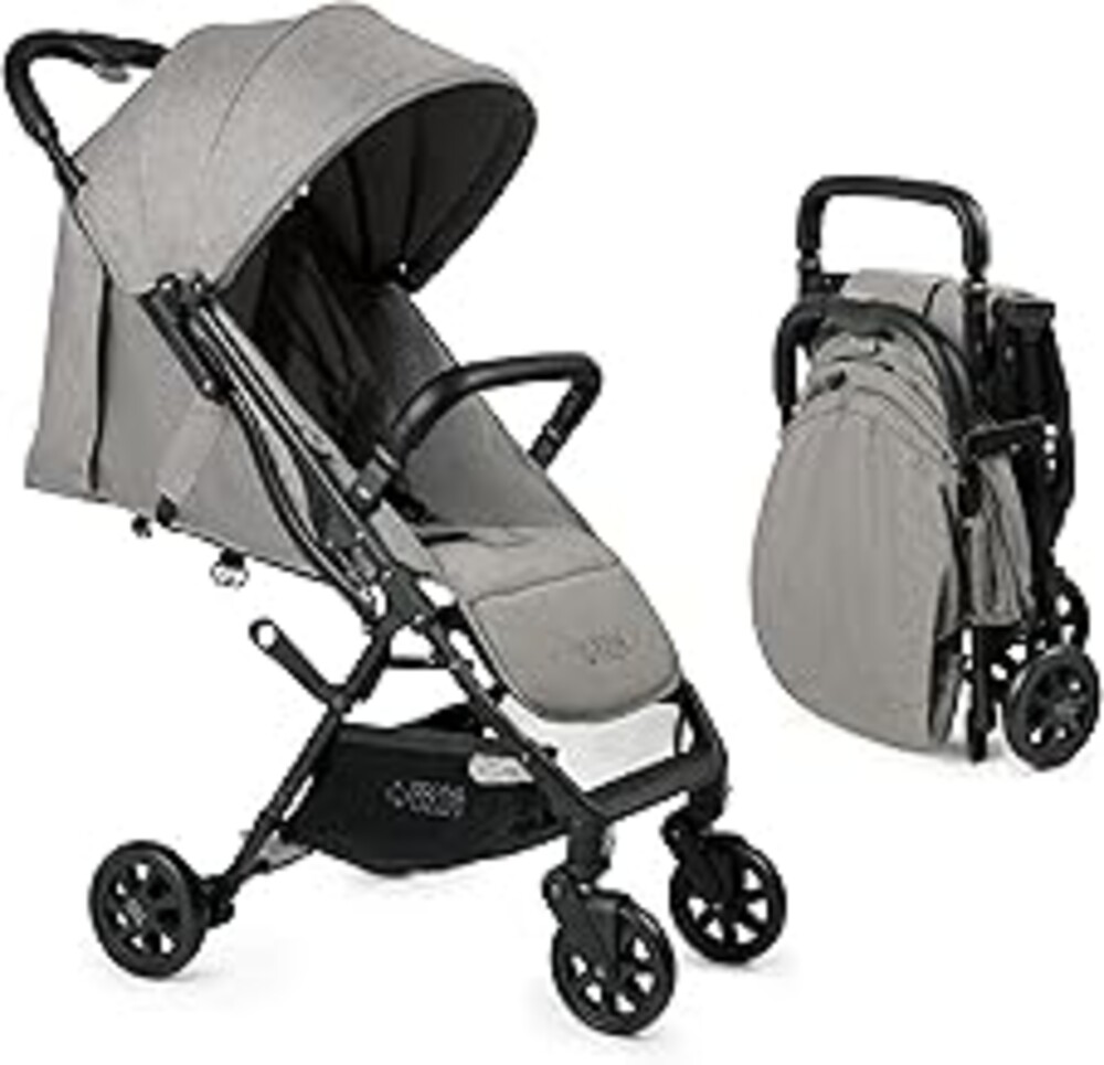 Lightweight Travel Stroller for Baby & Toddlers - Easy Fold & Compact Stroller with Canopy, Storage Basket, Multi-Position Recline & Convenient One-Hand Fold (Grey)