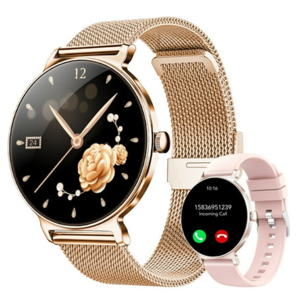 Smart Watch for Women, 1.27" Thin Face Fitness Tracker with Bluetooth Calls(Answer&Make), Smart Watch Fits for Android and iPhone, IP68 Waterproof, 110+ Sport Modes Smartwatch (2 Strap), Pink