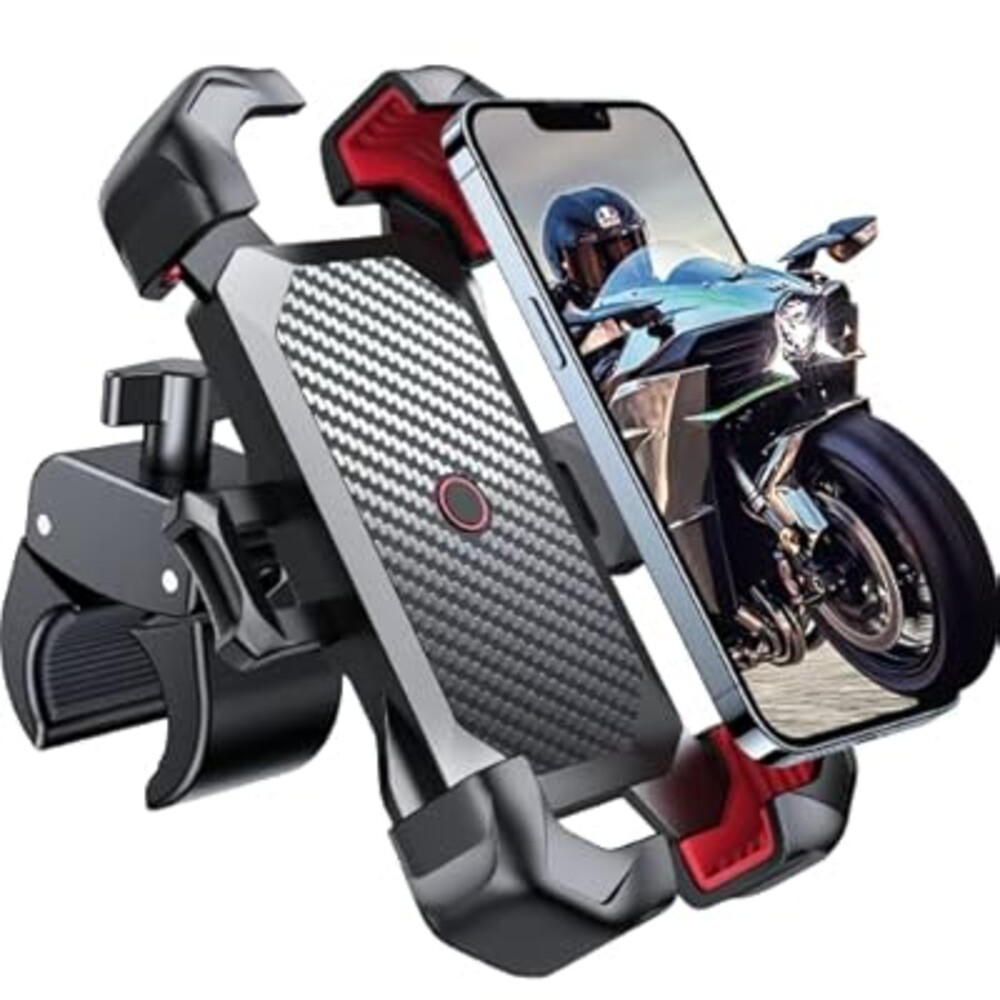 JOYROOM Motorcycle Phone Mount, [1s Auto Lock][100mph Military Anti-Shake] Bike Phone Holder for Bicycle, [10s Quick Install] Handlebar Phone Mount, Compatible with iPhone, Samsung, All Cell Phone