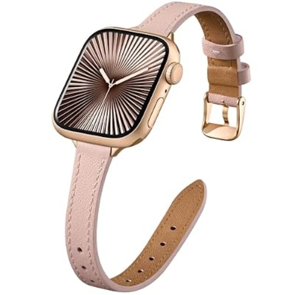 DGege Slim Leather Bands Compatible with Apple Watch Band 38mm 40mm 41mm 42mm 44mm 45mm 46mm 49mm,Top Grain Leather Watch Thin Wristband for iWatch Ultra Series 11/10/9/8/7/6/5/4/SE 3/2/1