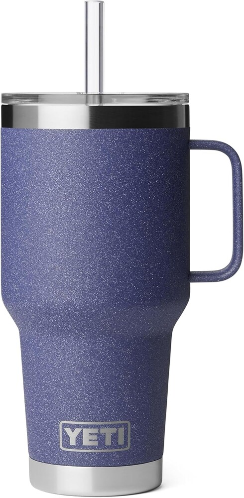 YETI Rambler 35 oz Tumbler with Handle and Straw Lid, Travel Mug Water Tumbler, Vacuum Insulated Cup with Handle, Stainless Steel, Moon Dust - Textured
