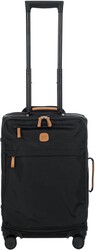 Bric's X-Travel 21” Carry-On Spinner – Airline Approved Luxury Softside Luggage with 360° Wheels, Recycled Water-Resistant Fabric, Interior Pockets, and Leather Details – Black