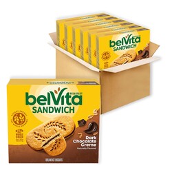 belVita Breakfast Bar Biscuit Sandwiches, Dark Chocolate Creme, 30 Total Packs, 6 Boxes (2 Biscuits Per Pack)