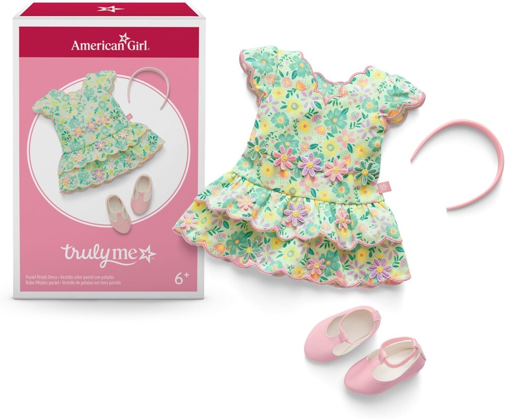 American Girl Truly Me, 18-inch Doll Clothes, Pastel Petals Dress, with Headband and Flats, Ages 6+