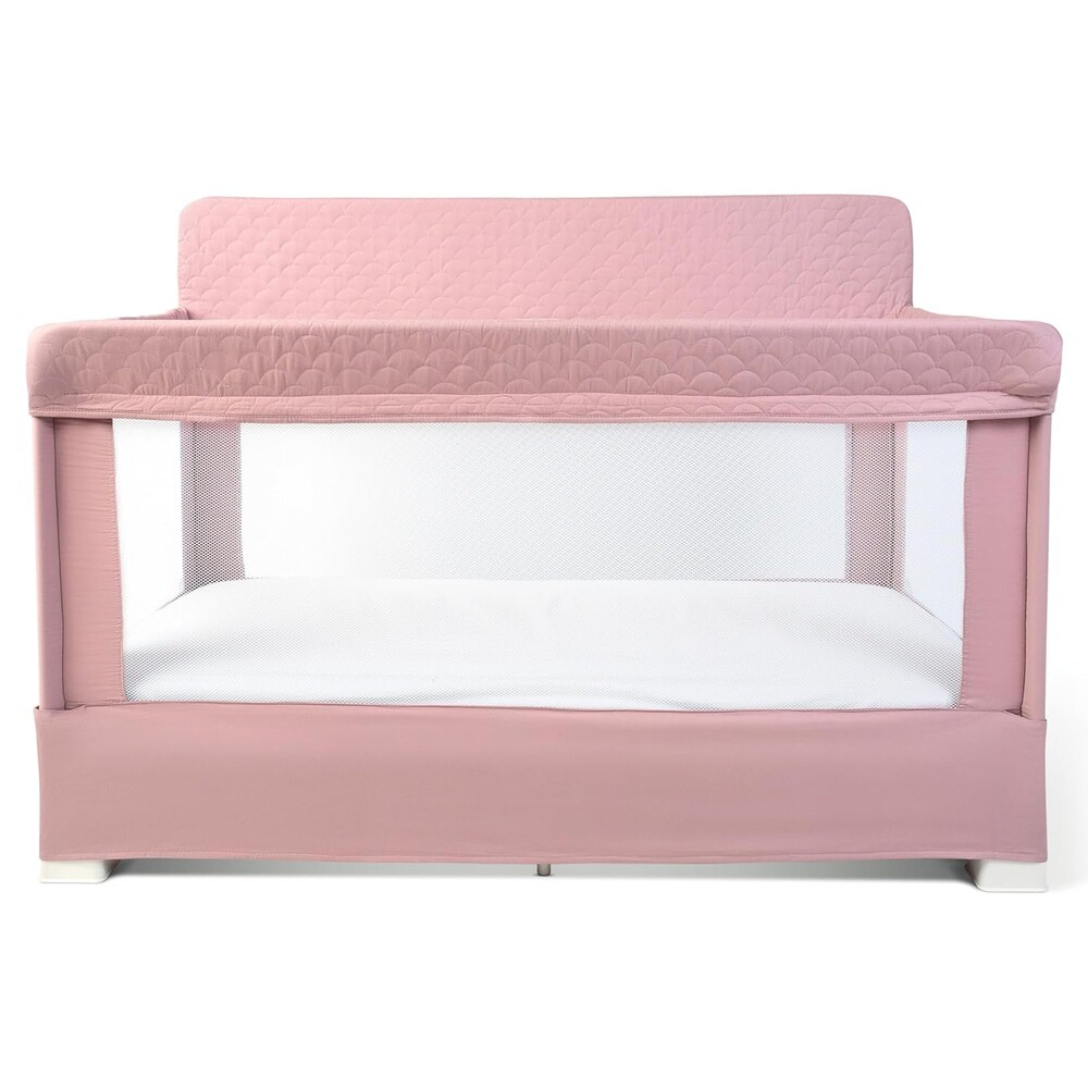 Baby Delight Lunaire Full Size Crib | Breathable Mesh Baby Crib | Tool-Free Assembly Baby Bed | 100% GOTS Certified Organic Cotton Fabric | Organic Rose
