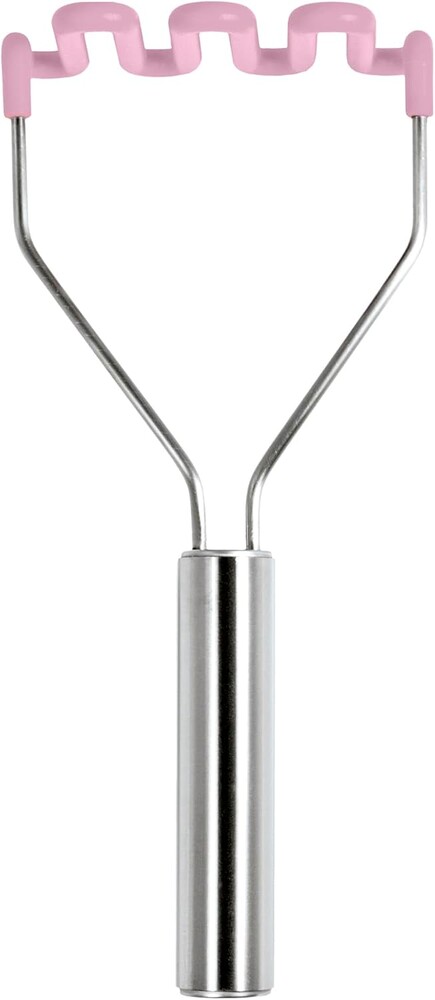 Tovolo Silicone Potato Masher Stainless Steel Handle Pink Sorbet Dishwasher Safe Heat Resistant Non Scratch Handheld Coil Wire Potato Smasher for Nonstick Pans Ergonomic Kitchen Food Prep Tool