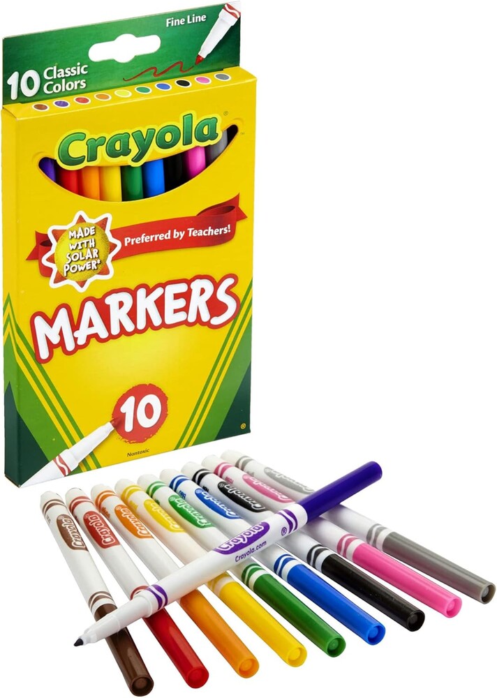 CRAYOLA MARKERS FINE LINE 10 COUNT