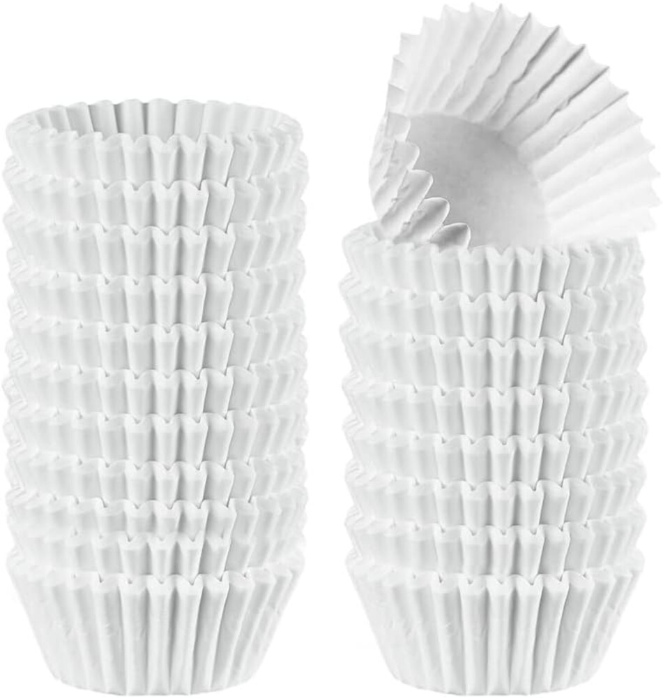 GUSTO [500 Pcs] Mini White Cupcake Liners, Food Grade & Grease-Proof, Baking Cups (Formerly Comfy Package)