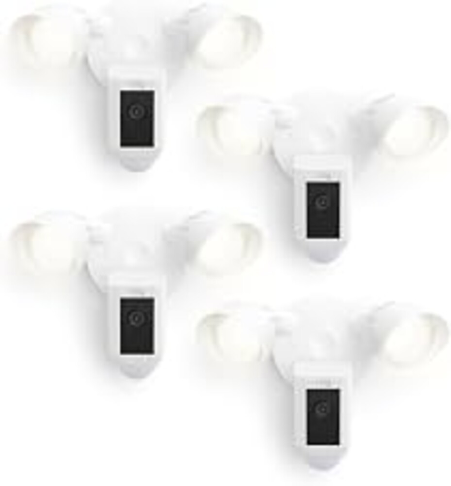 Ring Floodlight Cam Wired Plus, Outdoor home or business security with motion-activated 1080p HD video and floodlights, 4-pack, White