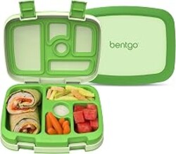 Bentgo Kids Bento-Style 5-Compartment Leak-Proof Lunch Box - Just-Right Portions for Ages 3 to 7, Durable, Drop-Proof, Dishwasher Safe, PFAS & BPA-Free & Made with Food-Safe Materials (Green)