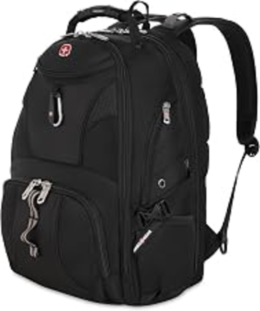 SWISSGEAR 1900 ScanSmart Laptop Backpack, Fits Most 17-Inch Laptops, TSA-Friendly Lay-Flat Design, RFID Protection, and Tablet Pocket, Black, 31L, 18.5-Inch