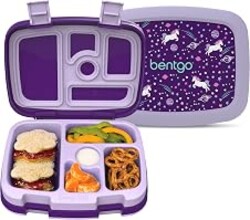 Bentgo Kids Prints Leak-Proof, 5-Compartment Bento-Style Kids Lunch Box - Ideal Portion Sizes for Ages 3-7, Durable, Drop-Proof, Dishwasher Safe, & PFAS & BPA-Free Materials (Unicorn)