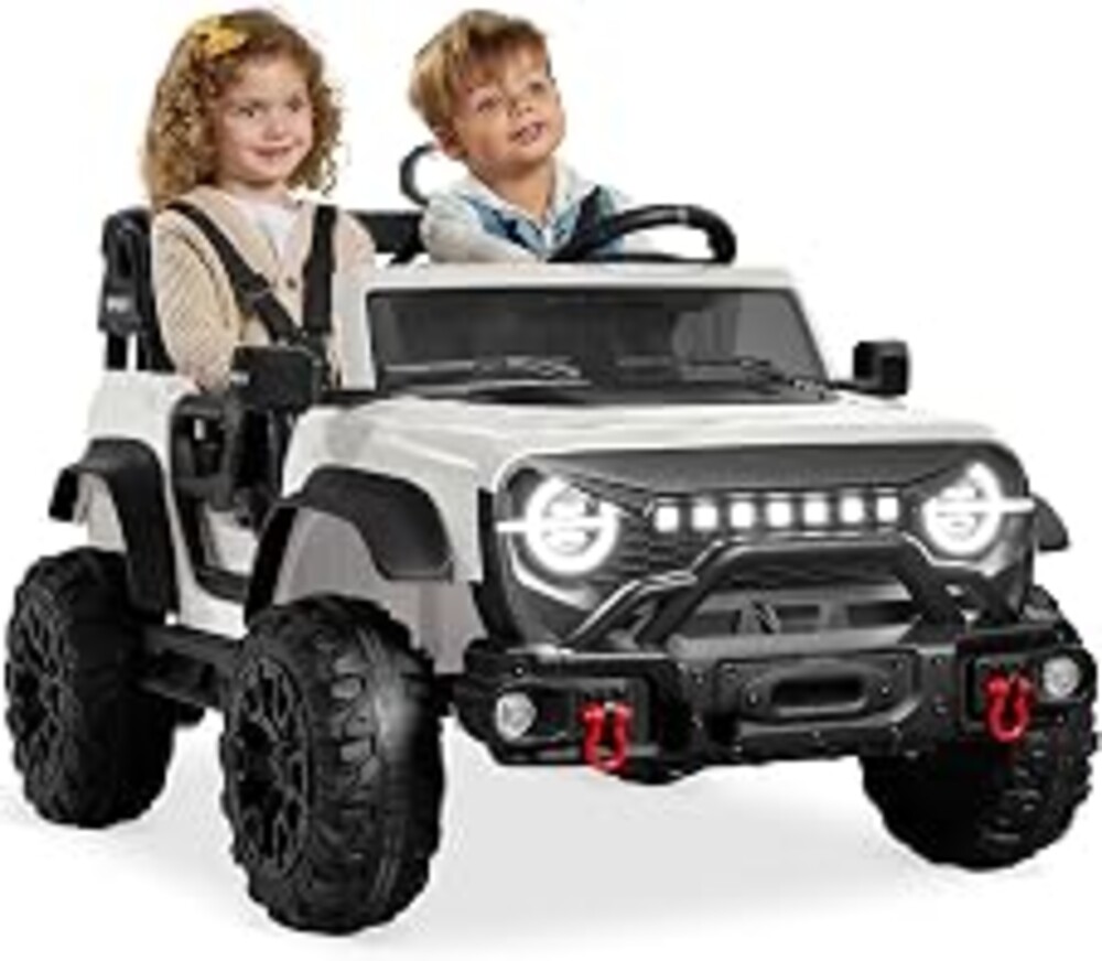 Best Choice Products Kids 24V 2-Seater Electric Ride On Car Truck w/ 132lb Weight Capacity, Parent Control, Bluetooth, LED Lights - White