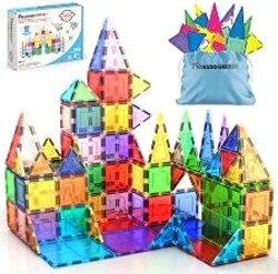 PicassoTiles 100 Piece Set 100pcs Magnet Building Tiles Clear Magnetic 3D Blocks Construction Playboards, Creativity Beyond Imagination, Inspirational, Recreational, Educational Conventional