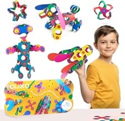 Clixo Rainbow 42 Piece Pack. Flexible Imagination Boosting Magnetic Building Toy. Modular Designs for Hours of STEM Play. Kids Basket Stuffer Gift. Multi-Sensory Magnet Toy, Travel Friendly. Ages 4-99