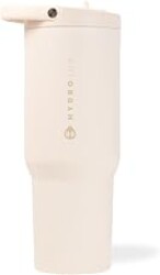 HydroJug Sport - Stainless Steel Tumbler with Straw, Vacuum Insulated, 32oz Leakproof Water Bottle, Ergonomic Design, Reusable, Dishwasher Safe, Rubber Base, Durable for Gym or Outdoors, Cream