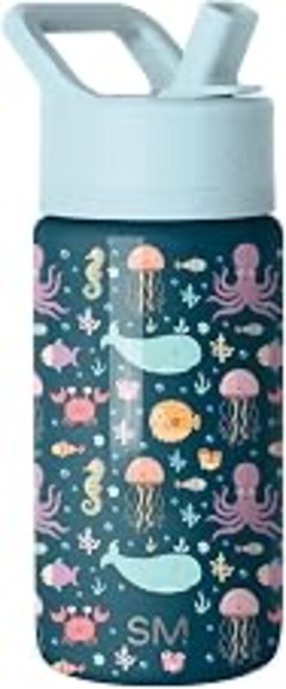 Simple Modern Kids Water Bottle with Straw Lid | 14oz Insulated Stainless Steel Kids Tumbler & Spill Proof Toddler Cup for School, Girls, Boys | Summit | Under the Sea