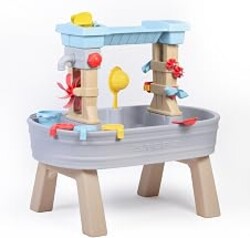 Step2 Rain Showers & Flow Kids Water Table, Outdoor Toddler Activity Table, 15-Piece Accessory Set, Ages 1.5+ Years Old, Multicolor (Gray, Blue, Red)
