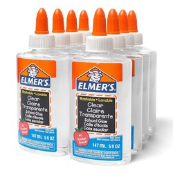 Elmer's Liquid School Glue, Clear, Washable, 5 Ounces, 8 Count - Great for Making Slime, Arts & Crafts, Back to School, Classroom Supplies, #1 Teacher Brand