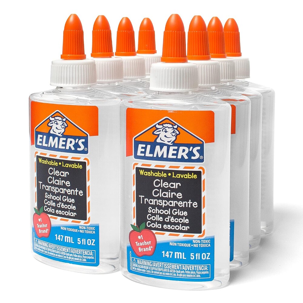 Elmer's Liquid School Glue, Clear, Washable, 5 Ounces, 8 Count - Great for Making Slime, Arts & Crafts, Back to School, Classroom Supplies, #1 Teacher Brand