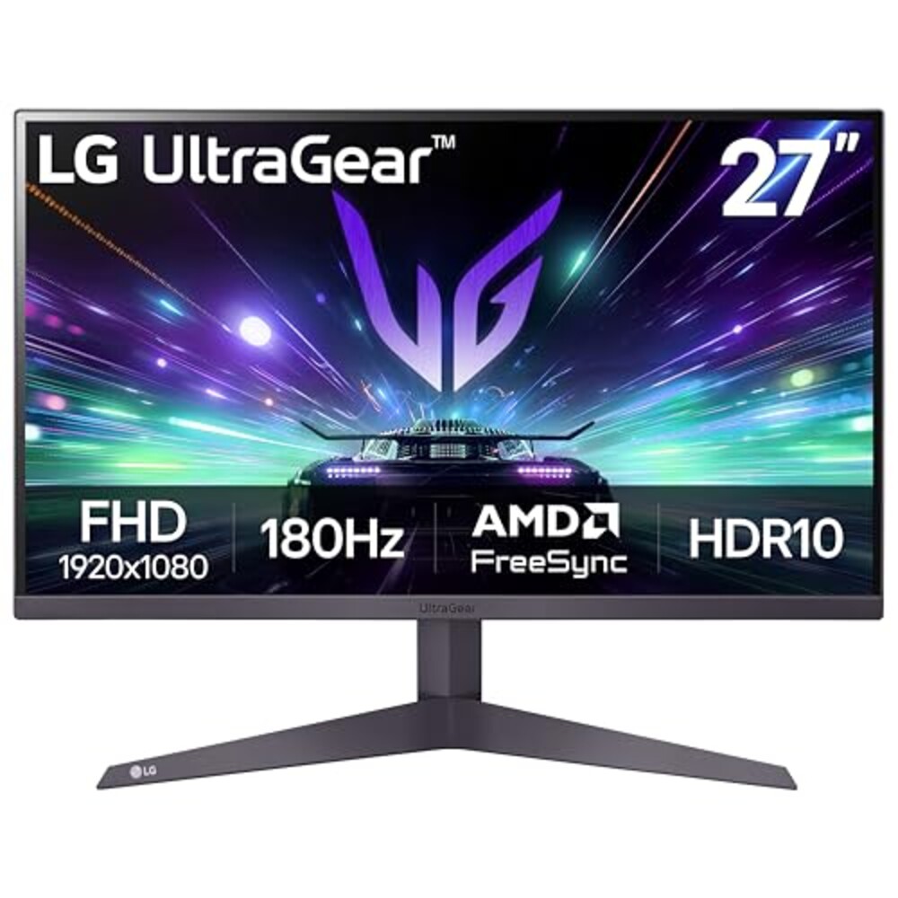 LG 27GS50F-B 27-inch FHD (1920 x 1080) Ultragear Gaming Monitor with 180Hz, 1ms MBR, HDR10, AMD FreeSync, HDMI, DisplayPort, 3-Side Virtually Borderless Design, Black