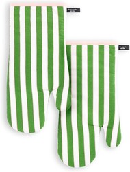 kate spade new york Botanical Stripe Oven Mitt 2-Pack Set, 7" x 13", Green/Pink