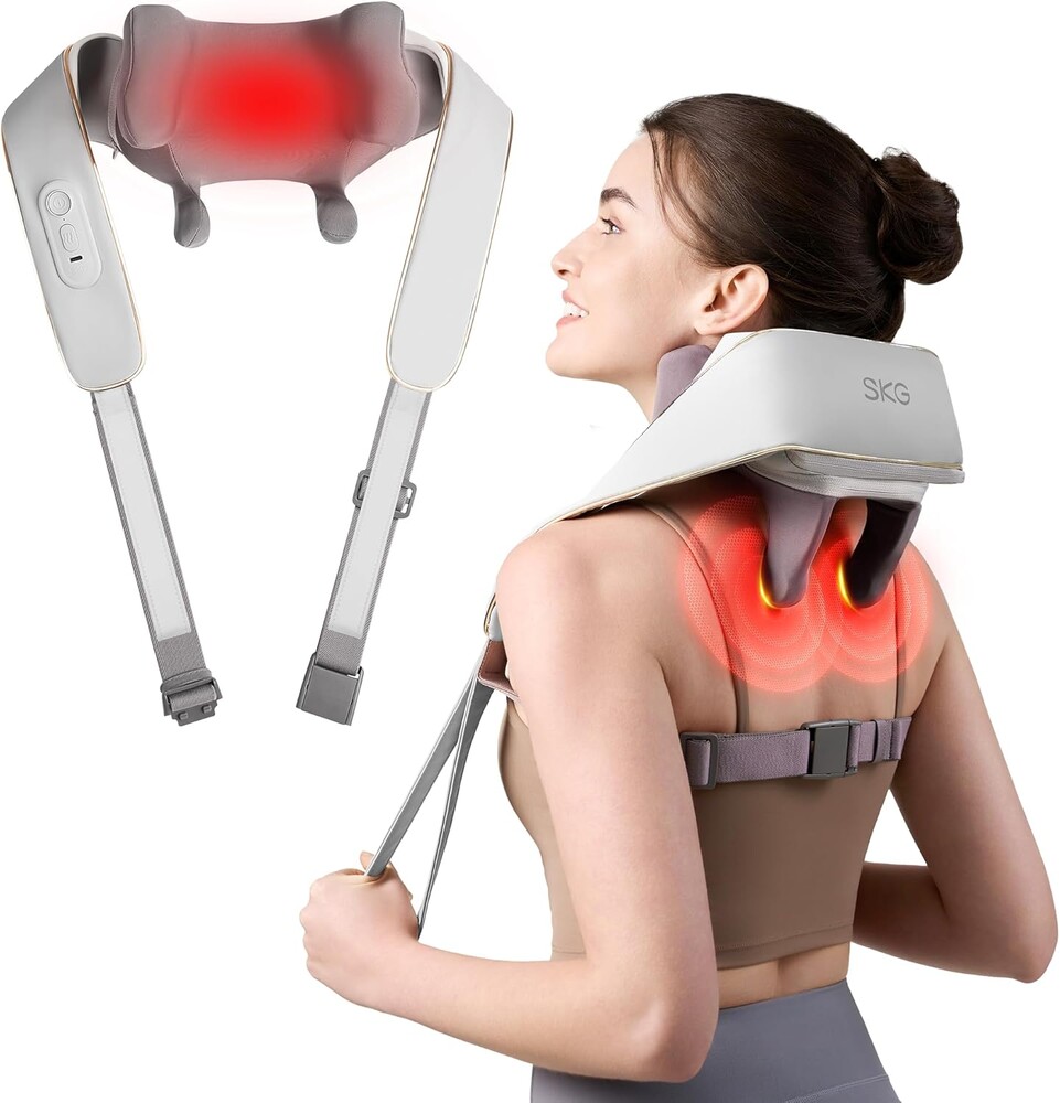 SKG H5mini Neck and Traps Massager with Heat for Deep Tissue Relief, Father's Day Dad Gifts, 6D Hand Kneading, Cordless Neck and Shoulder Massager, Hands-Free Wireless for Men and Women