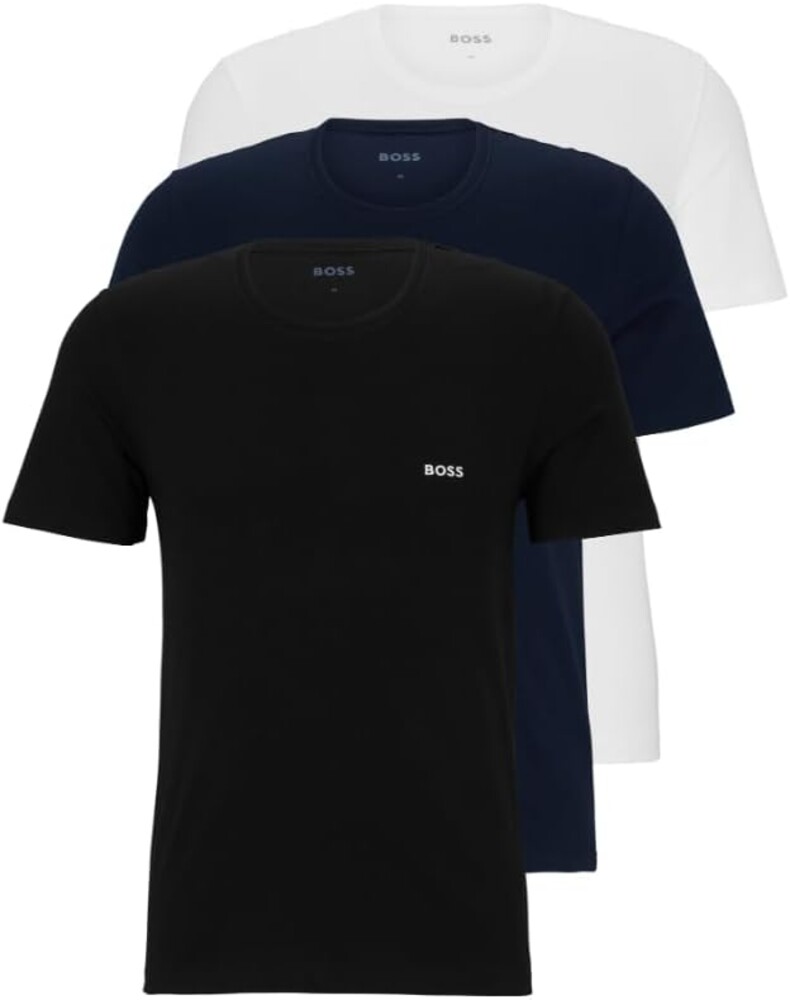 BOSS Men's Logo Embroidered Cotton Tee 3 Pack