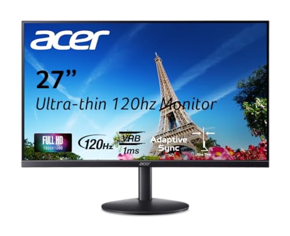 Acer SB273 G0bi 27" IPS Full HD (1920 x 1080) Ultra-Thin Zero-Frame Gaming Office Monitor | Adaptive-Sync Support (FreeSync Compatible) | Up to 120Hz Refresh | 1ms (VRB) | Tilt | HDMI & VGA Ports