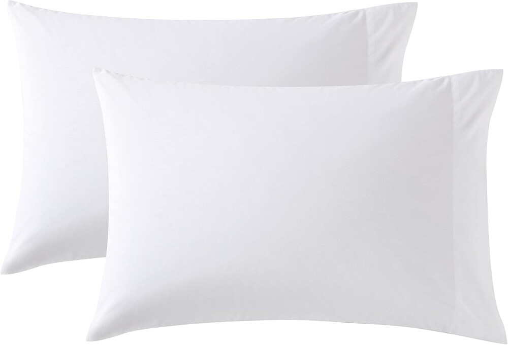 Nautica - Standard Pillowcase Set, Crisp Cotton Percale Bedding with Side Envelope Closure, Lightweight Pillow Covers for Year Round, Set of 2 (Deck White)