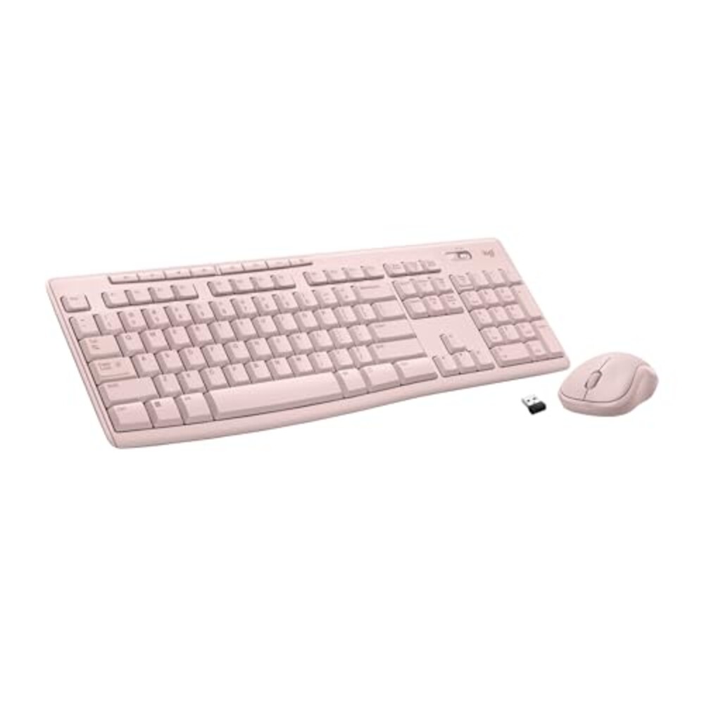 Logitech MK270 Wireless Keyboard and Mouse Combo for Windows, 2.4 GHz, 8 Multimedia Keys, PC, Laptop, Wireless Keyboard Compact Mouse Combo - Rose