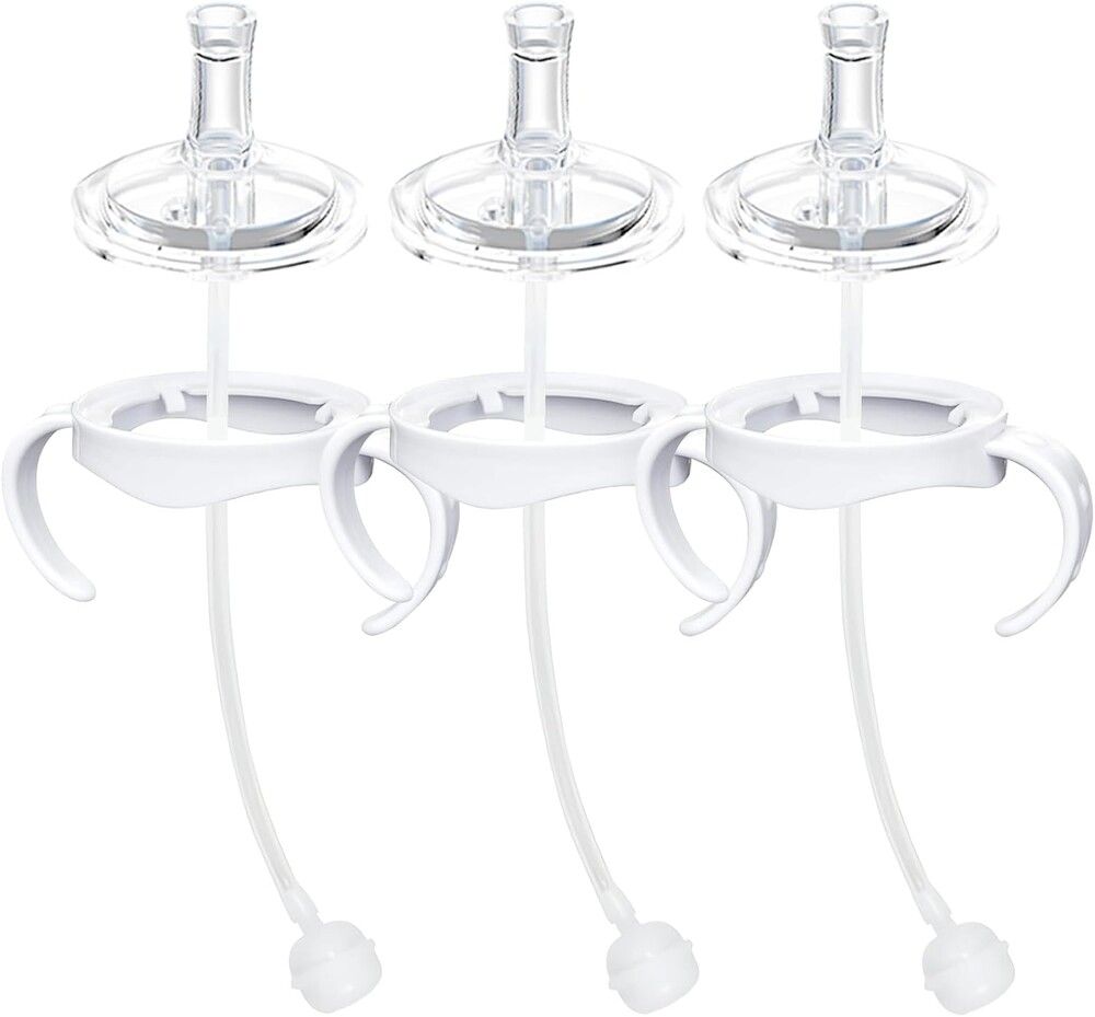 Sippy Cup Conversion Kit Compatible with Philips Avent Natural Baby Bottles, Soft Straw top and Weighted Ball Sippy Cup Transition Kit with Handles, 8m+ Pack of 3