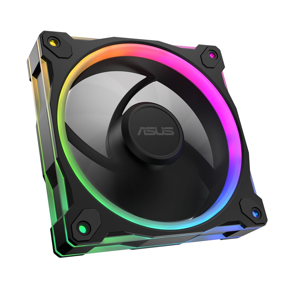 ASUS Prime MR120 ARGB Fan Black Single Pack, 28mm Extra-Thick Frame, Quiet, high-Performance Cooling with PWM, 20 ARGB LEDs with Dual-Sided Frame Lighting, Aura Sync, 2 Year Warranty