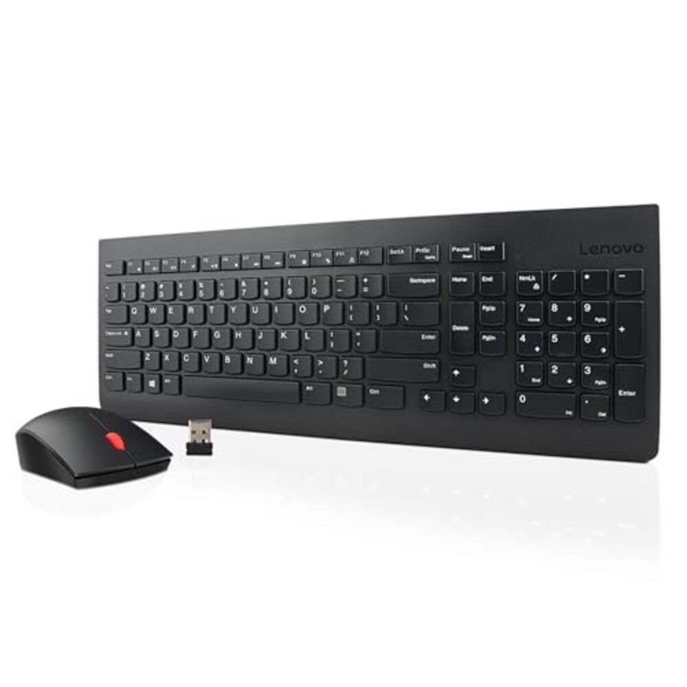 Lenovo 510 Wireless Keyboard & Mouse Combo, 2.4 GHz Nano USB Receiver, Full Size, Island Key Design, Left or Right Hand, 1200 DPI Optical Mouse, GX30N81775, Black