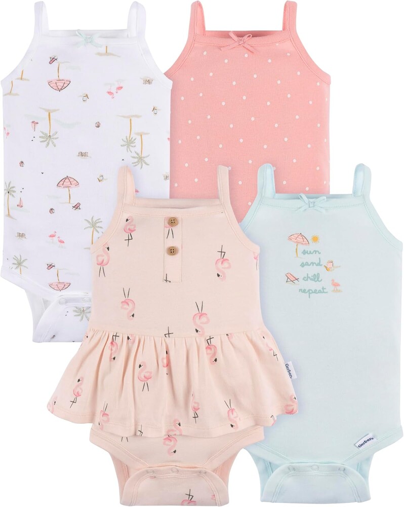 Gerber Baby Girls Multi-Pack Sleeveless Onesies Bodysuit