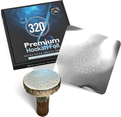 Hookah Foil Sheets with HOLES - Extra Thick Shisha Hookah Aluminium Foil Sheets - 50 Sheets, 6 x 6 inches - 40 Micron thick! Nicotine Free