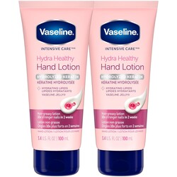 Vaseline Hand Cream 2-Pack – Healthy Hands Stronger Nails with Keratin, 10X Stronger Nails in 2 Weeks, 3.4 Oz Ea