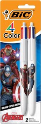 BIC 4 Color Retractable Ballpoint Pen with Marvel's Avengers Characters, Wide Barrel for Comfort, 2-Count in Assorted Ink